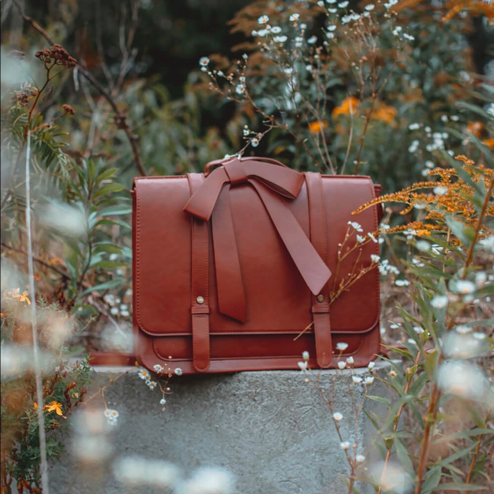 Ecosusi Women's PU Detachable Bow Briefcase